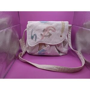 Vintage 1980s NAS Patchwork Leather Shoulder Bag Pastel Ivory